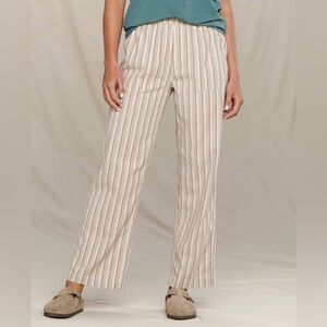 Casual Striped Wide-Leg Pants - Cream